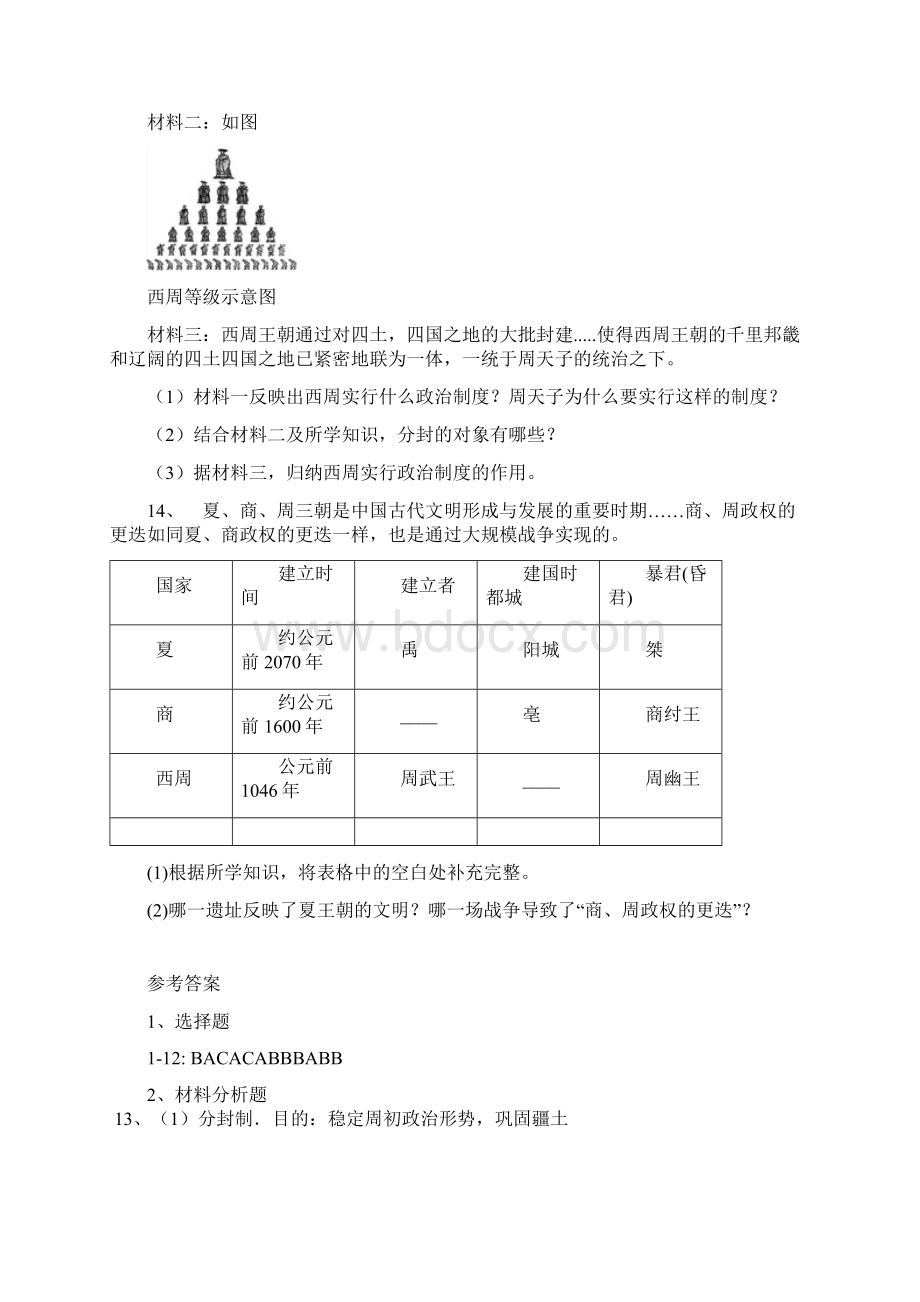 七年级上册人教部编版历史同步课时卷第4课早期国家的产生和发展.docx_第3页