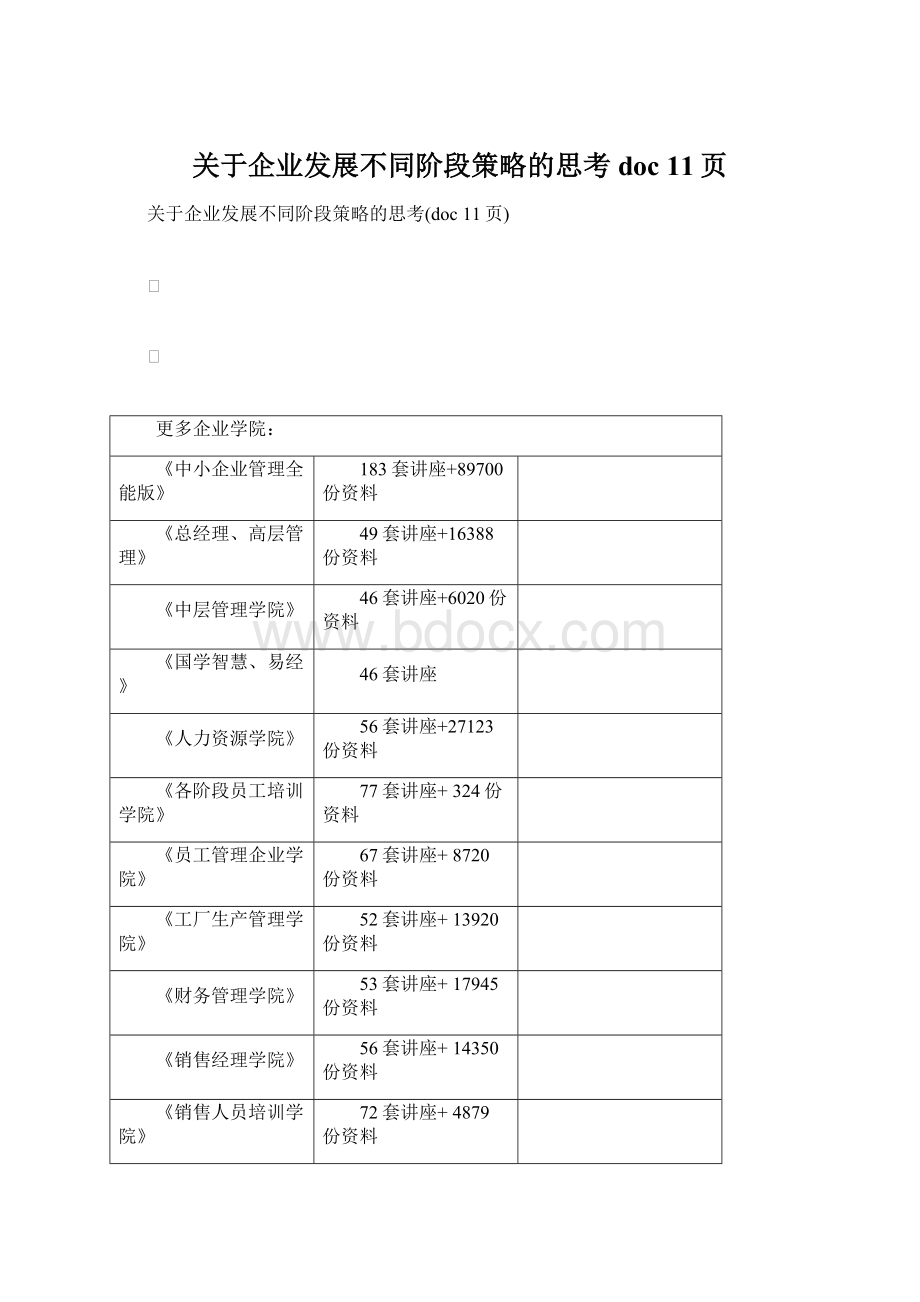 关于企业发展不同阶段策略的思考doc 11页Word格式文档下载.docx