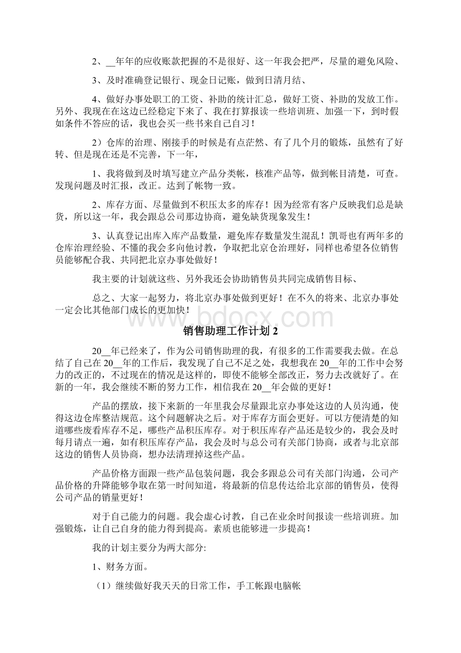 销售助理工作计划15篇Word文档格式.docx_第2页