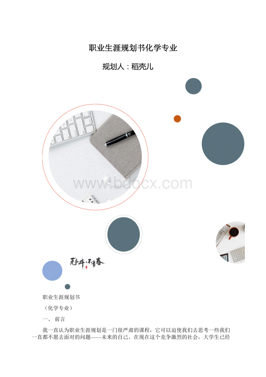 职业生涯规划书化学专业文档格式.docx_第1页