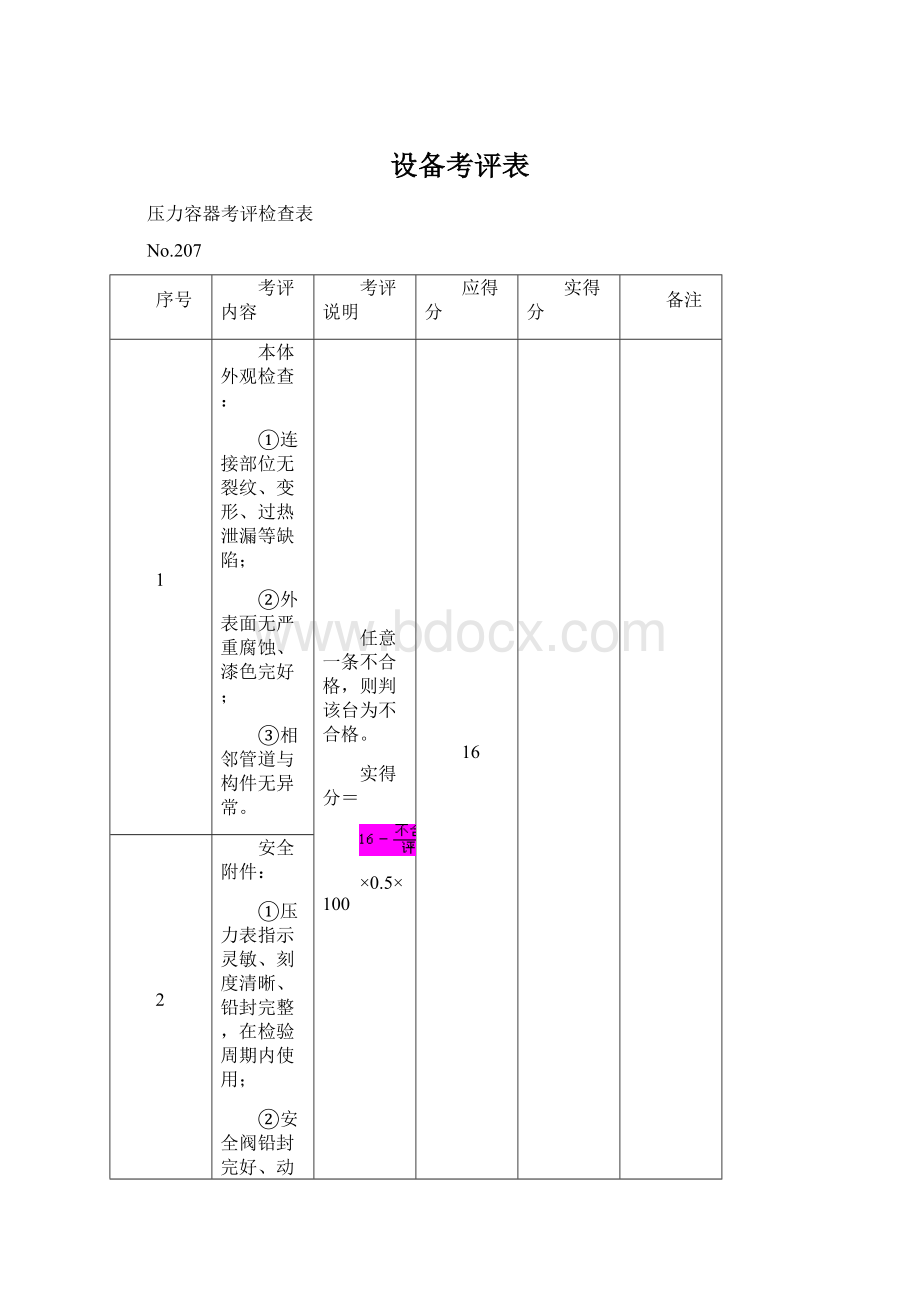 设备考评表Word下载.docx