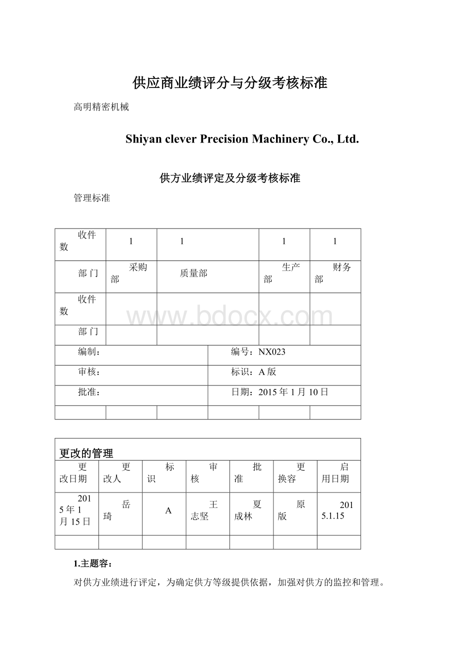 供应商业绩评分与分级考核标准.docx_第1页