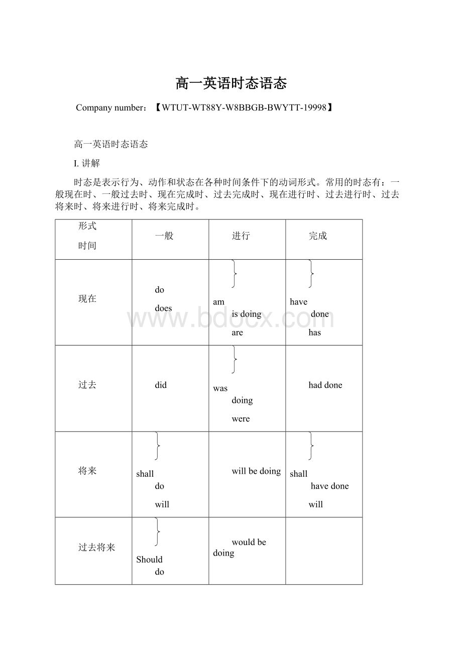 高一英语时态语态.docx_第1页