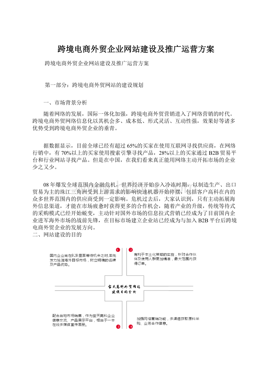 跨境电商外贸企业网站建设及推广运营方案Word文件下载.docx_第1页