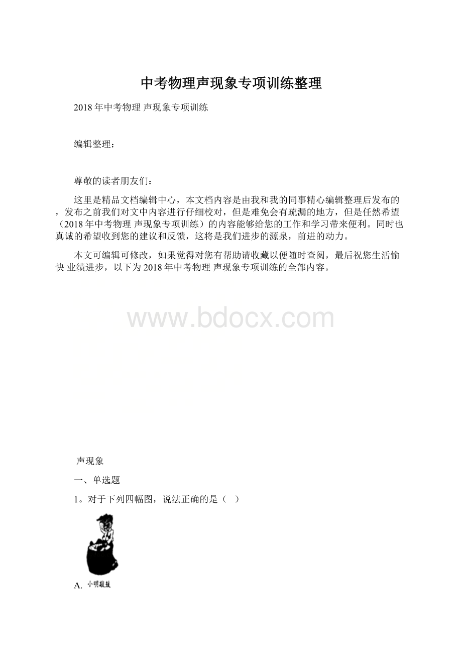 中考物理声现象专项训练整理.docx_第1页