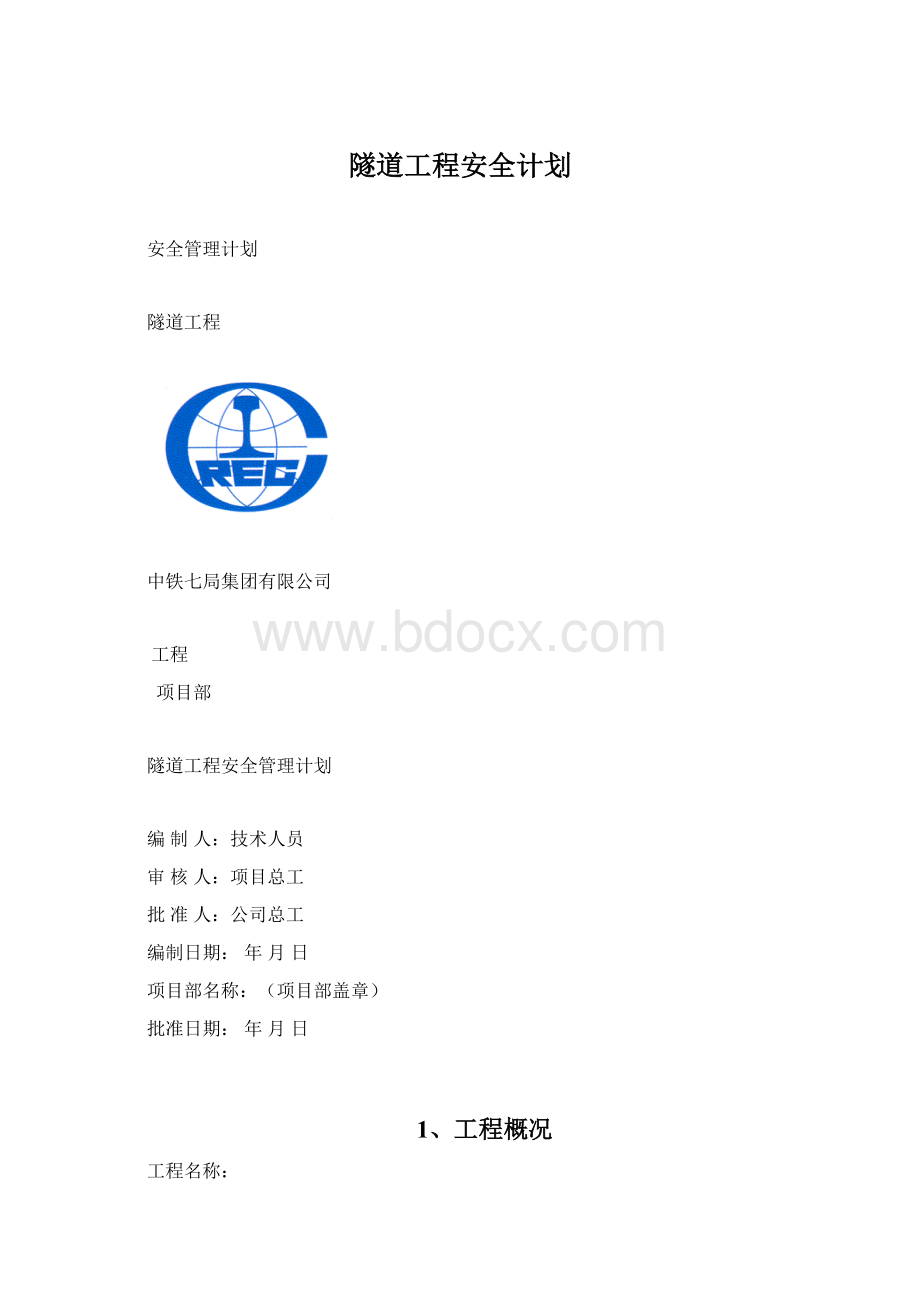 隧道工程安全计划.docx