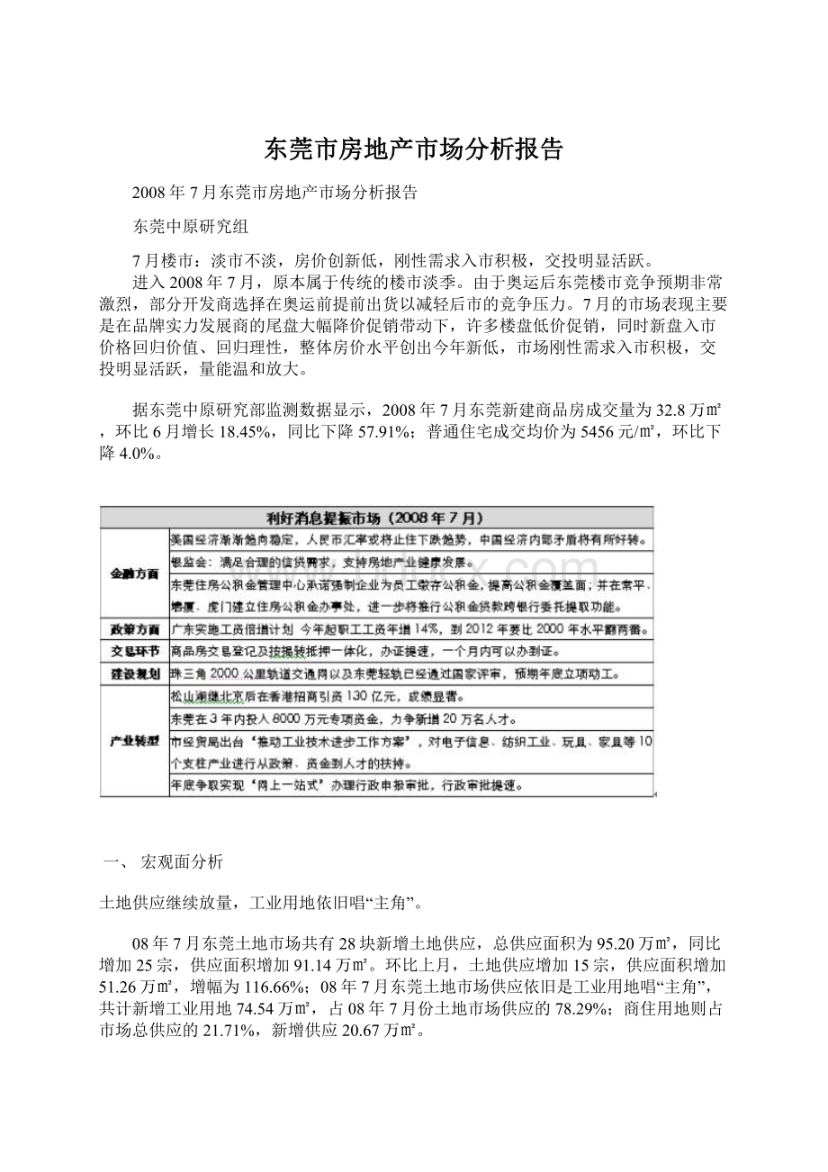 东莞市房地产市场分析报告.docx_第1页