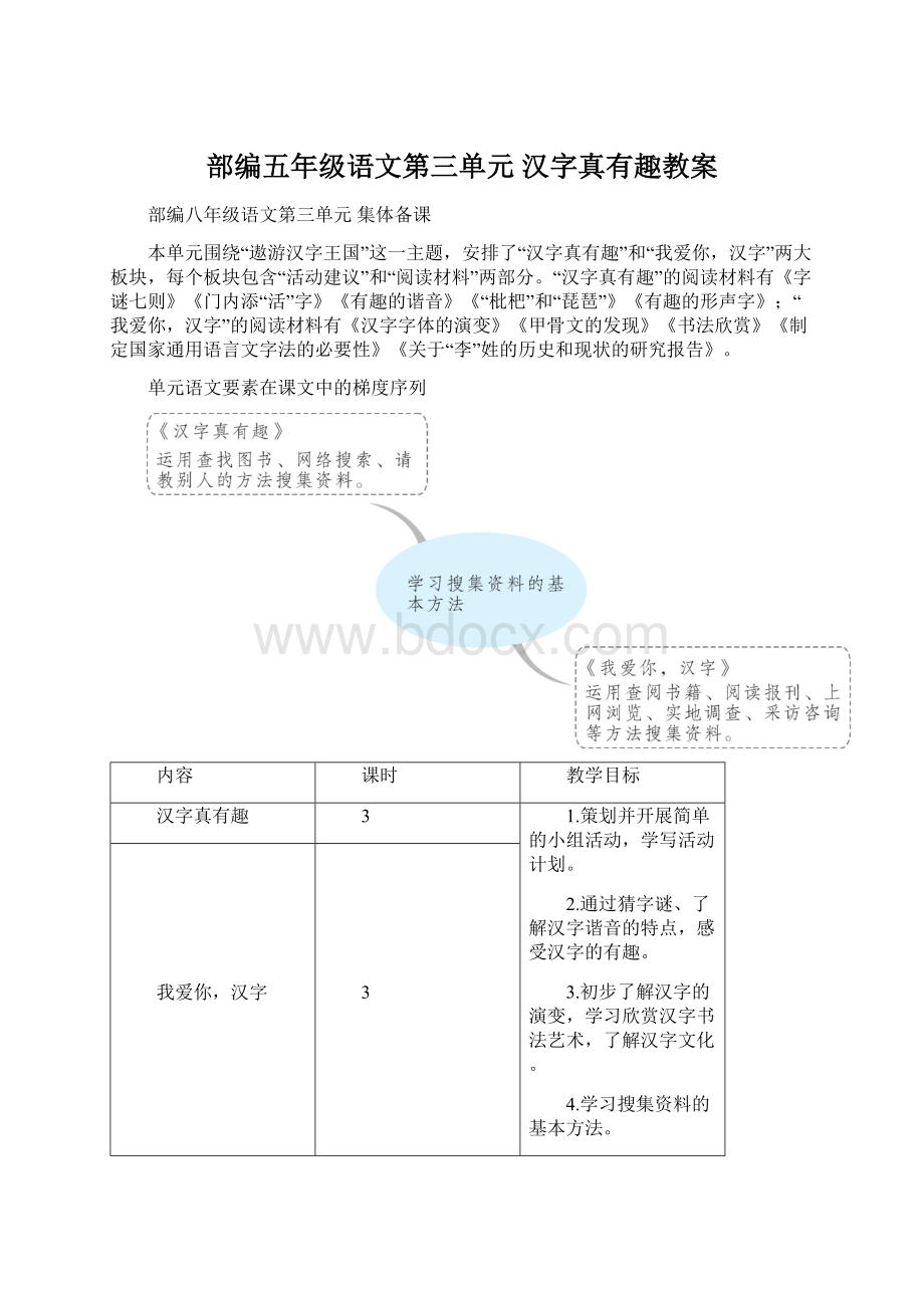 部编五年级语文第三单元 汉字真有趣教案.docx