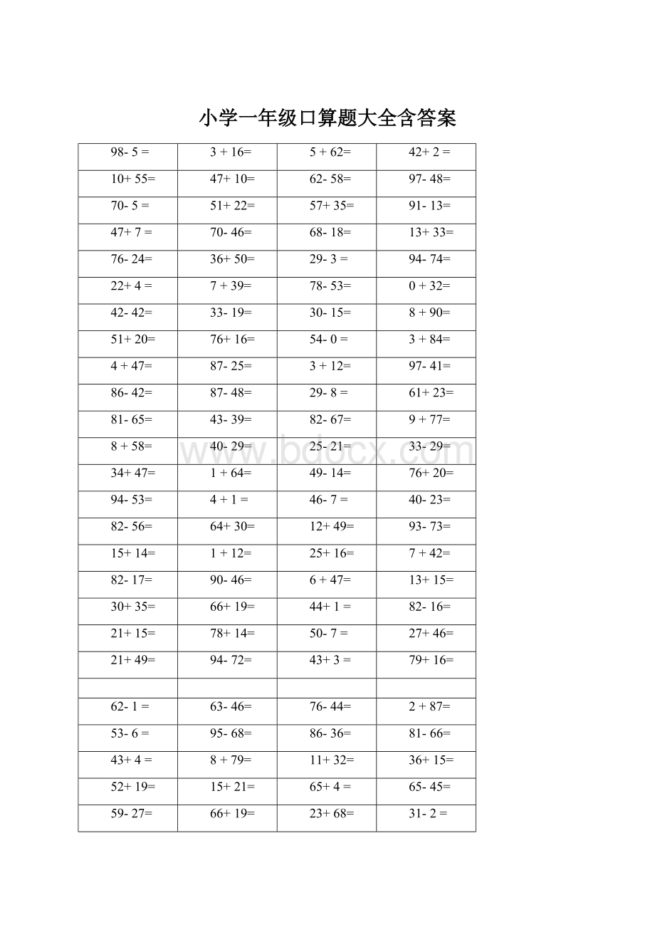 小学一年级口算题大全含答案.docx_第1页