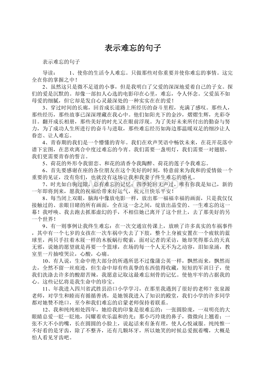 表示难忘的句子Word格式.docx_第1页