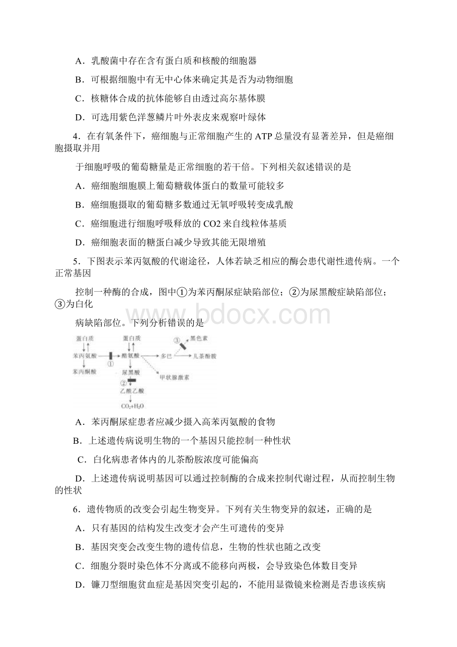 广东省东华高级中学届高三上学期联考生物Word文档下载推荐.docx_第2页