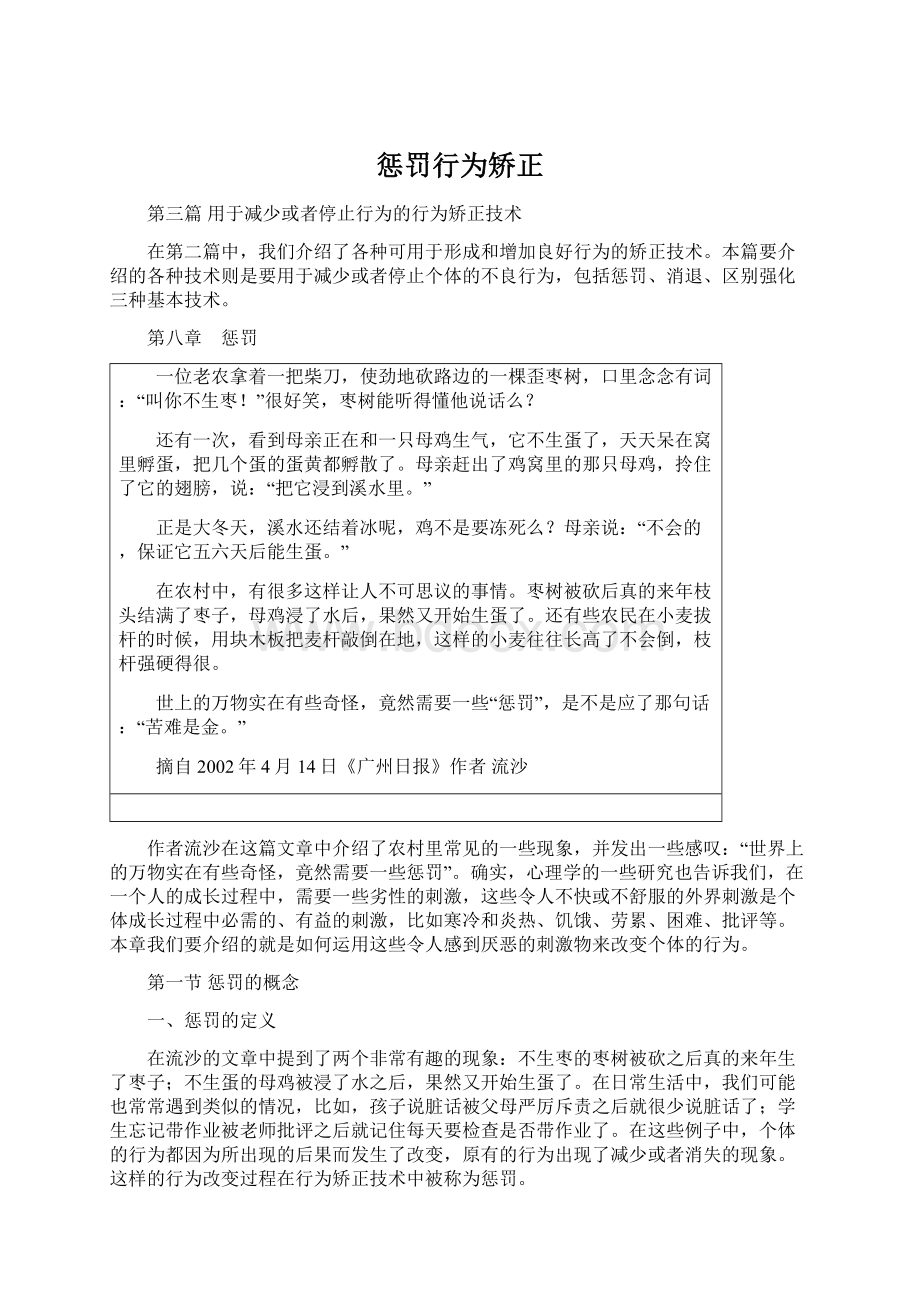 惩罚行为矫正Word下载.docx