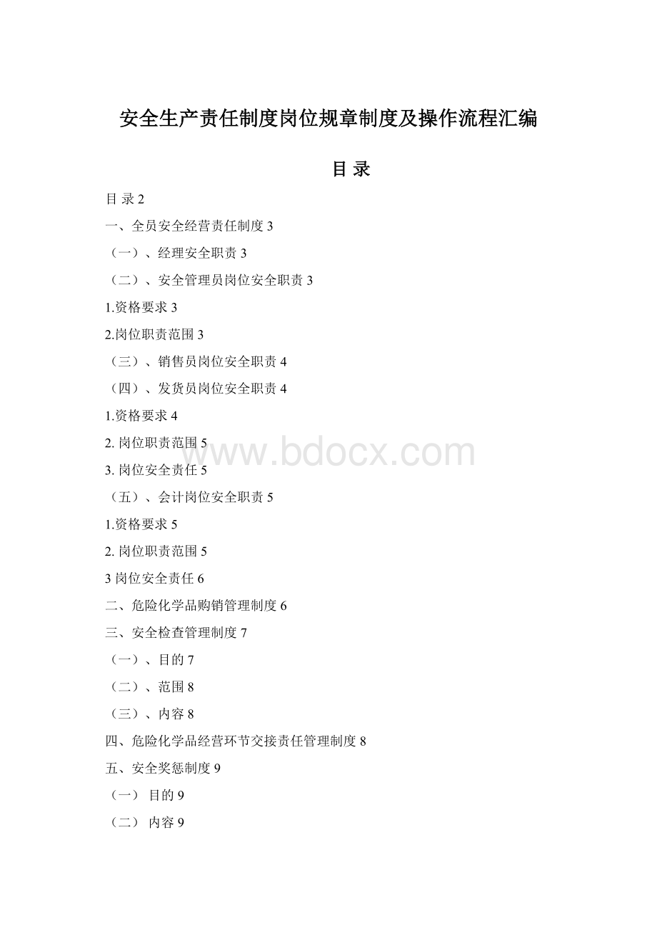 安全生产责任制度岗位规章制度及操作流程汇编Word格式.docx