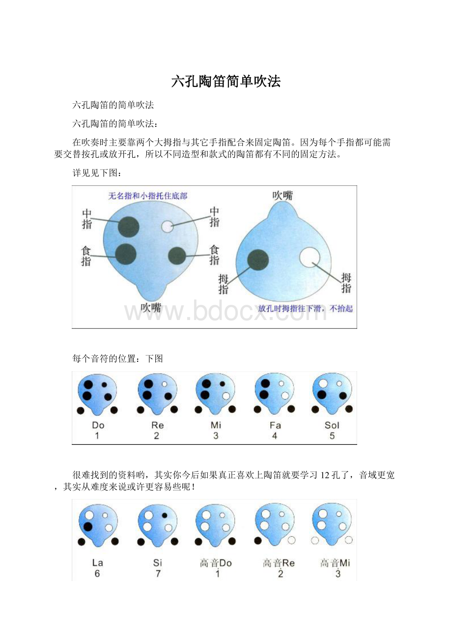 六孔陶笛简单吹法.docx_第1页