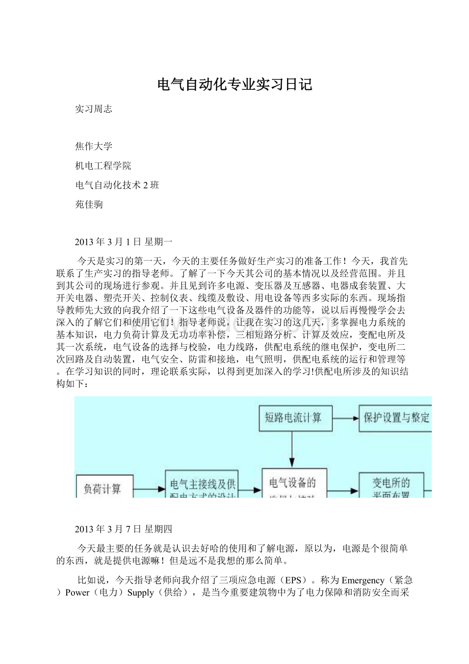 电气自动化专业实习日记Word格式文档下载.docx_第1页