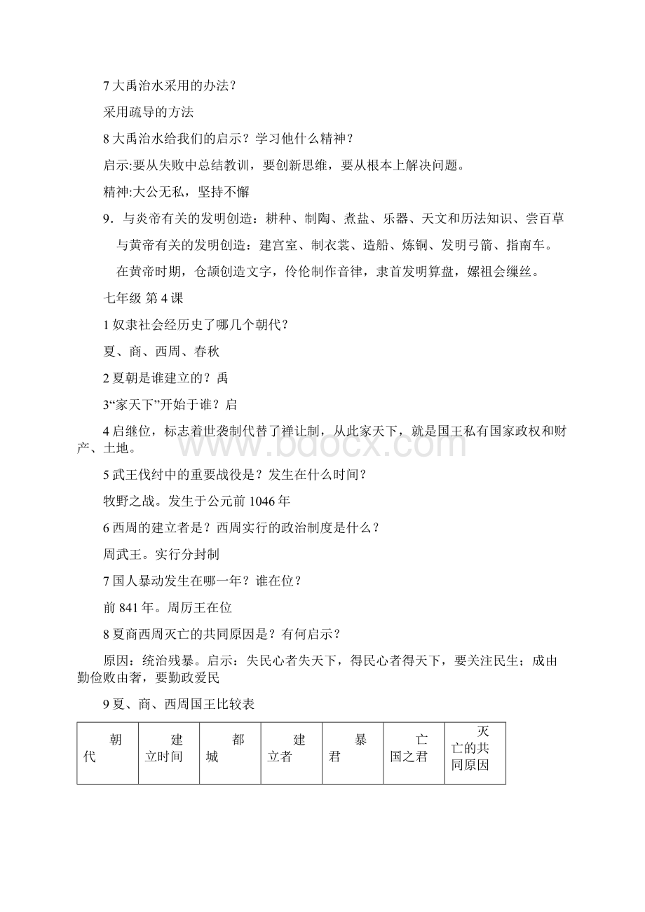 人教版历史 七年级上册历史期末背诵提纲.docx_第3页