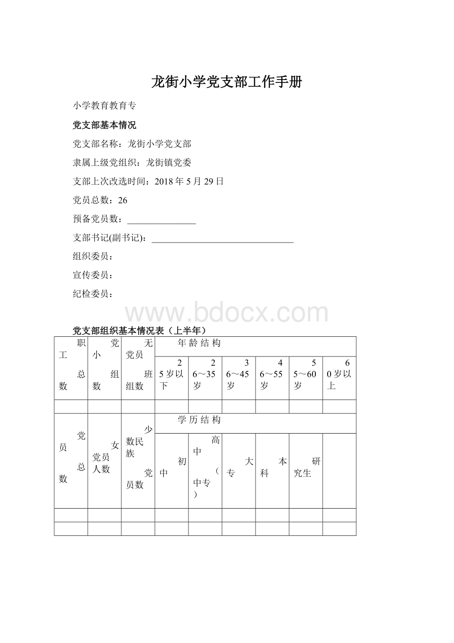 龙街小学党支部工作手册.docx