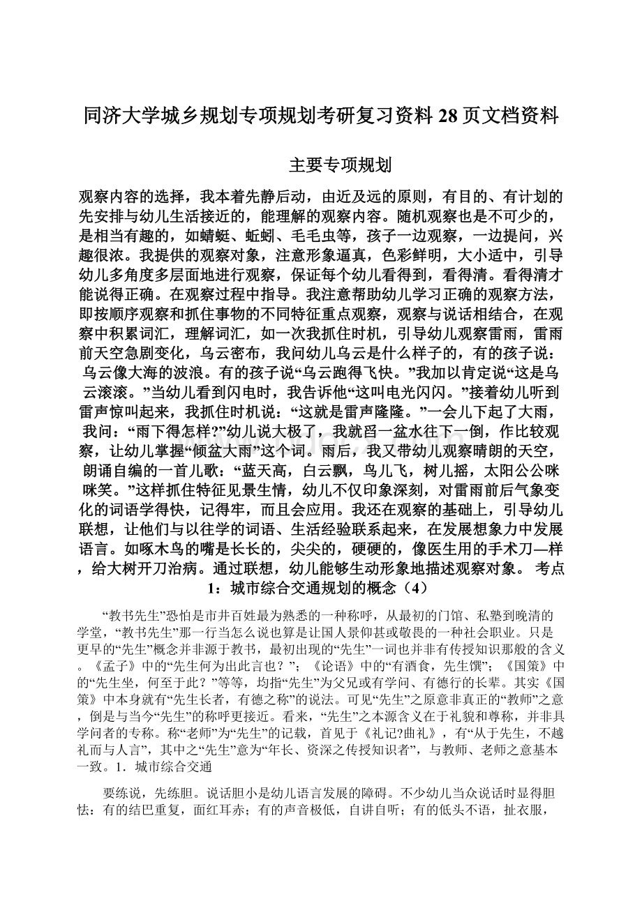 同济大学城乡规划专项规划考研复习资料28页文档资料.docx