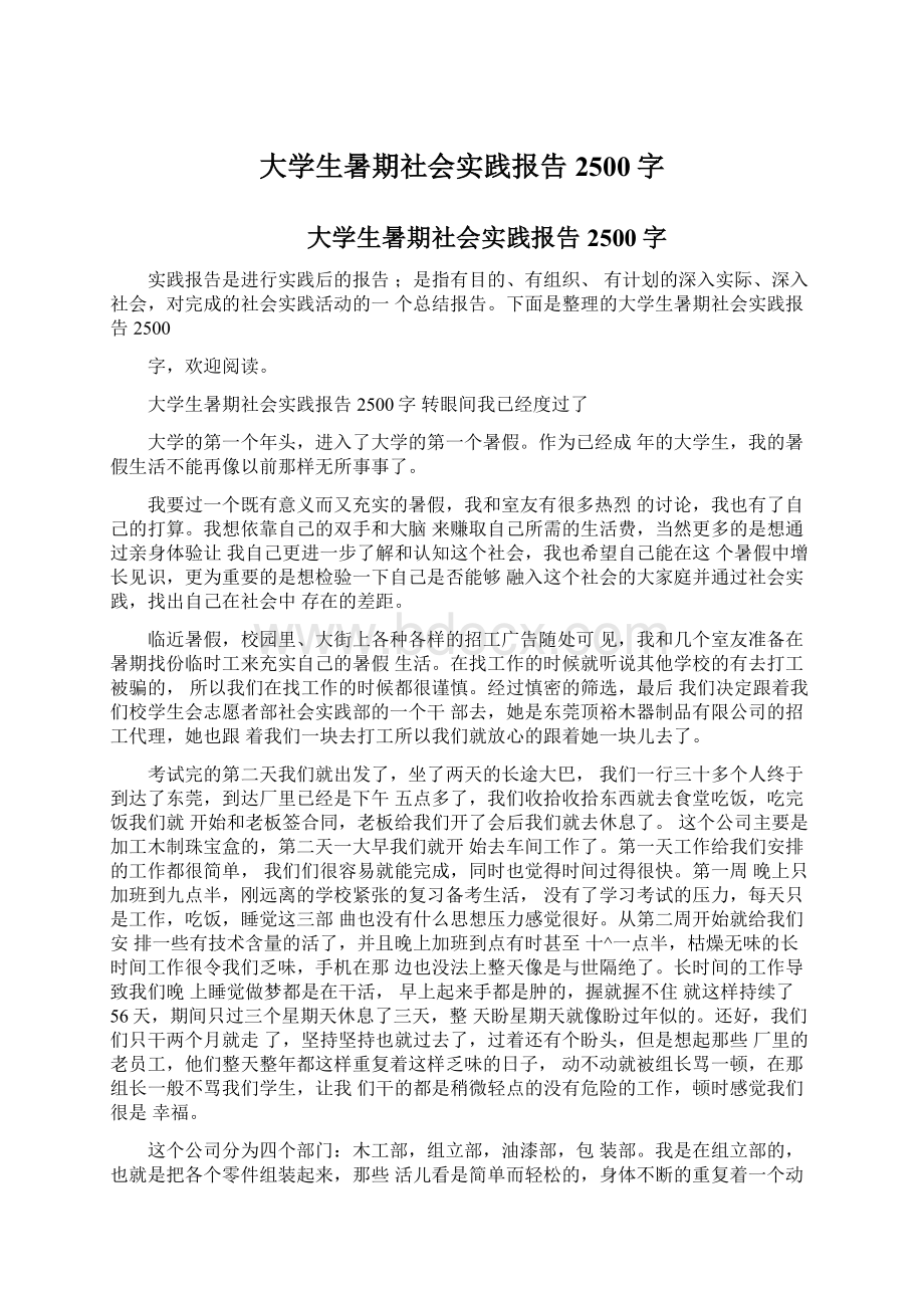 大学生暑期社会实践报告2500字.docx