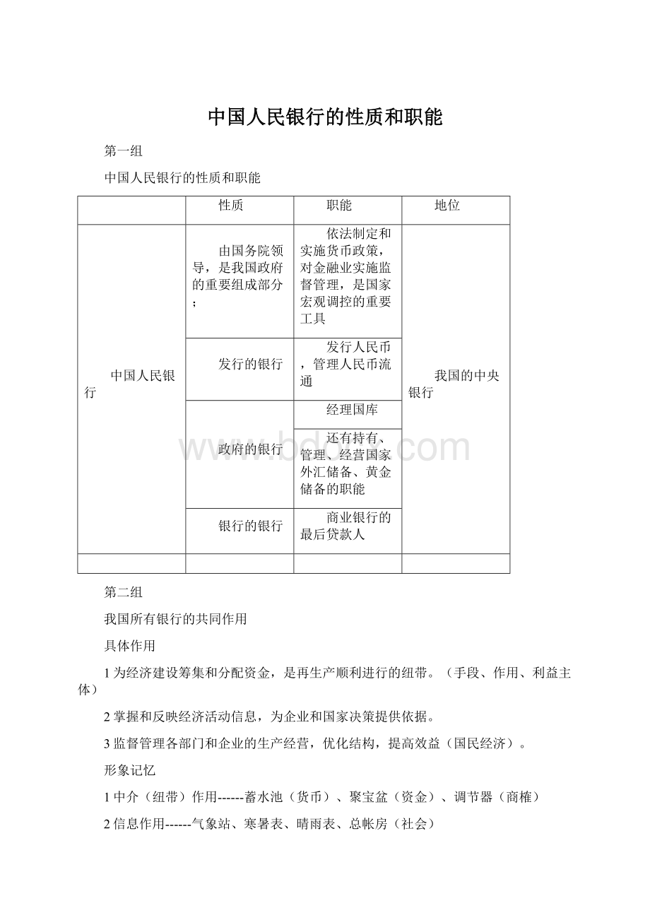 中国人民银行的性质和职能.docx