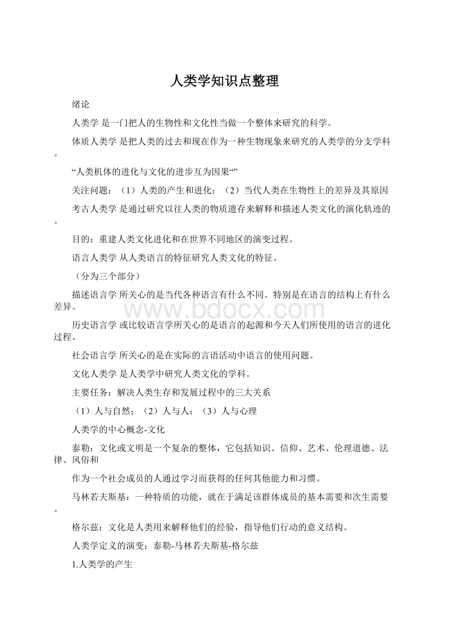 人类学知识点整理Word文档格式.docx