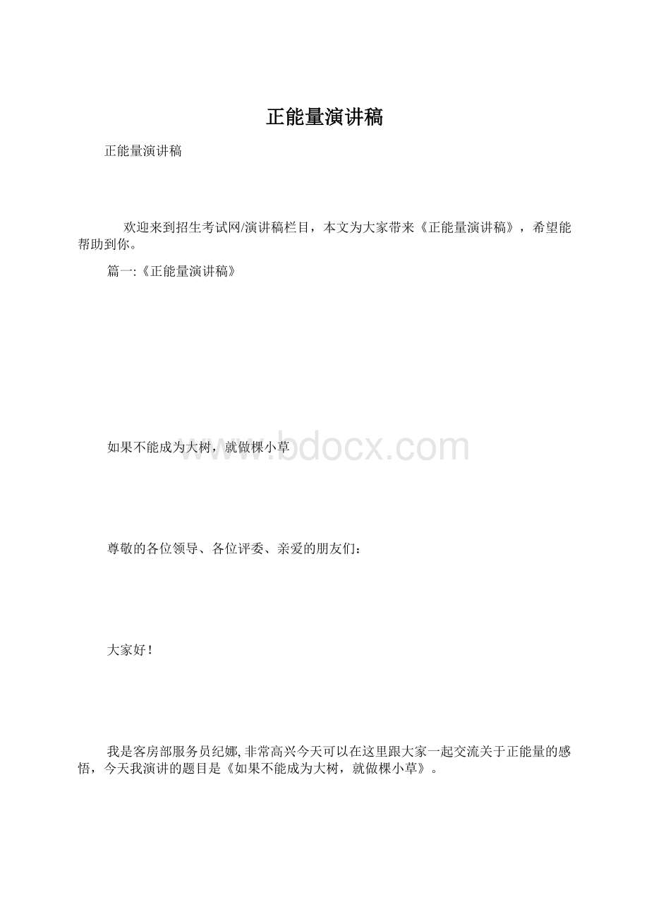 正能量演讲稿.docx