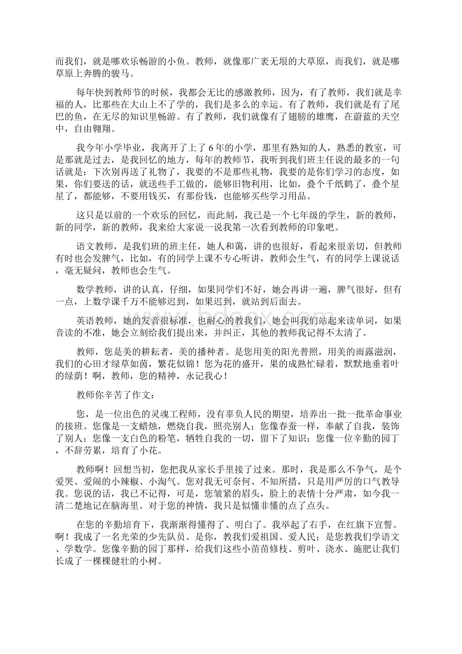 老师你辛苦了作文20篇.docx_第3页