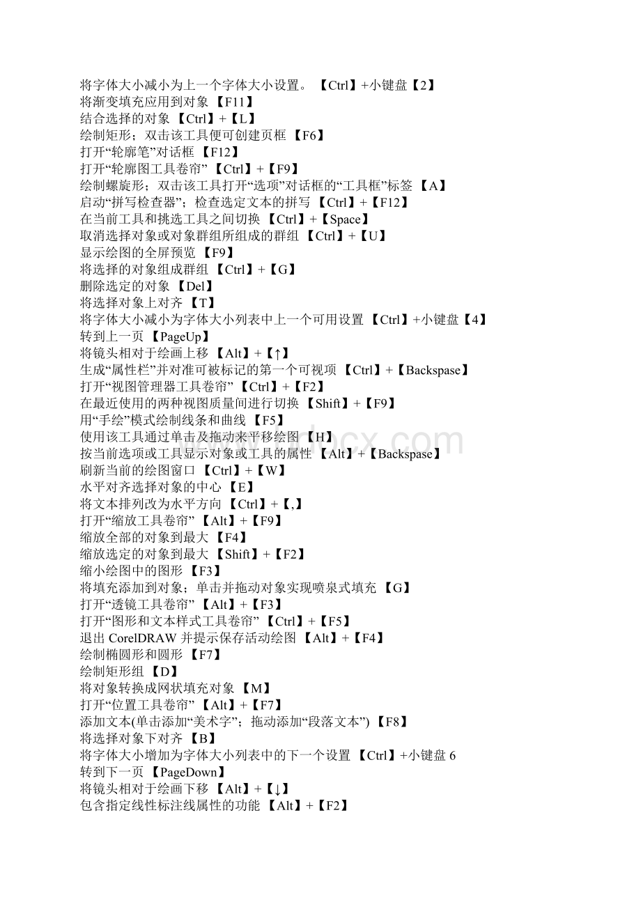 CORELDRAW常用快捷键Word文档下载推荐.docx_第2页