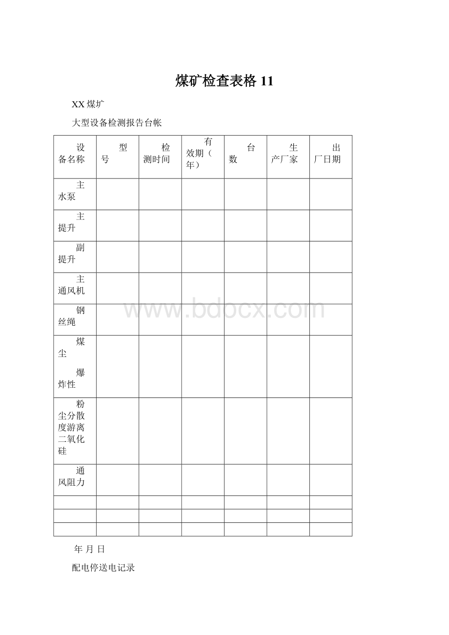 煤矿检查表格11Word文件下载.docx