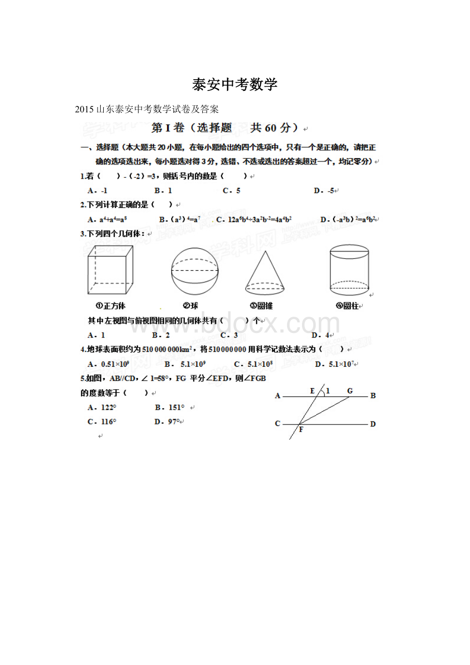 泰安中考数学Word文件下载.docx