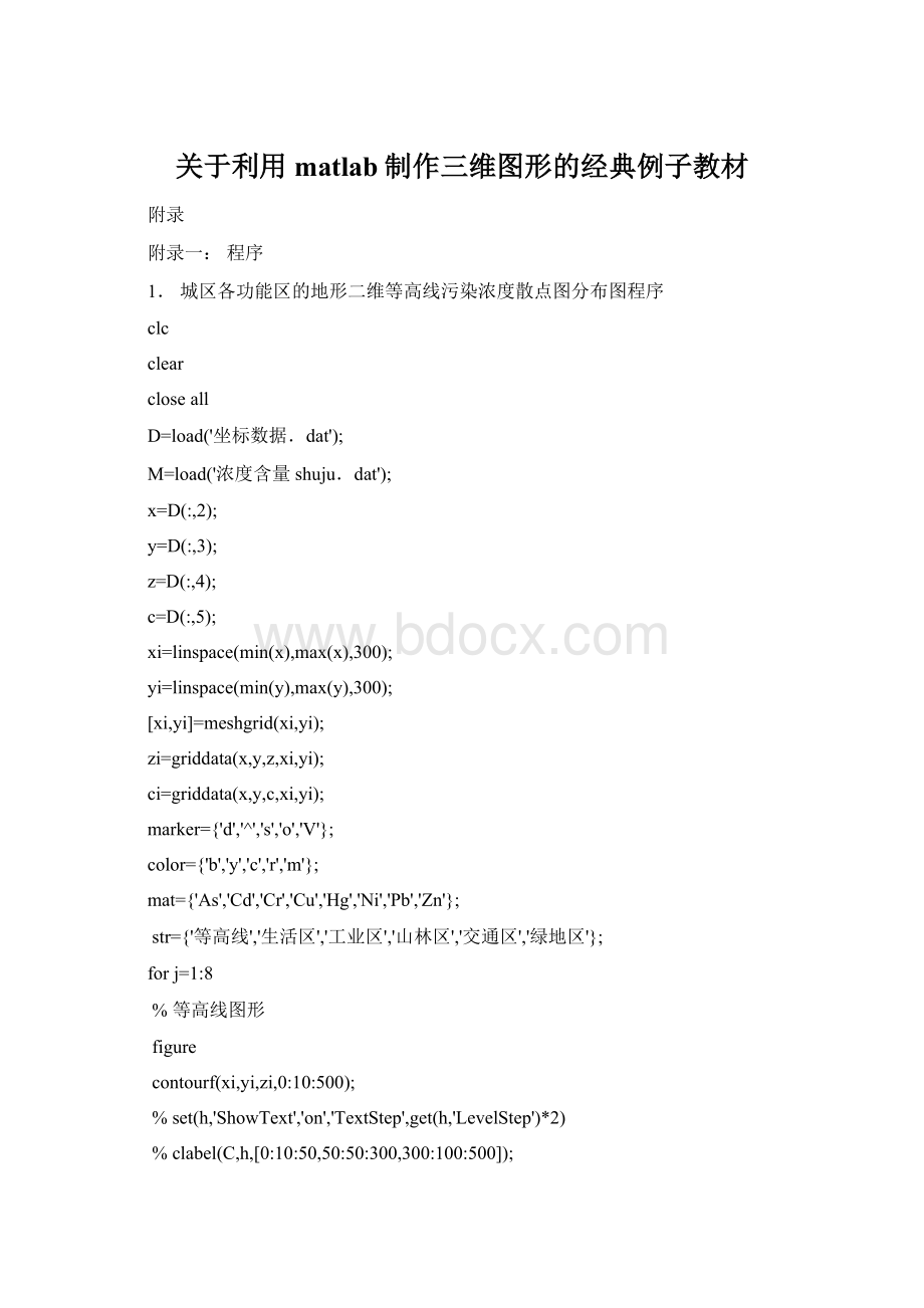 关于利用matlab制作三维图形的经典例子教材文档格式.docx_第1页