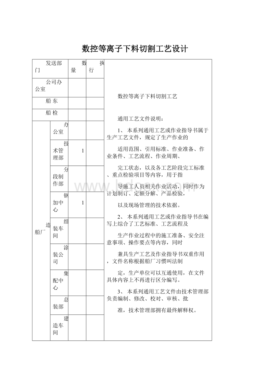 数控等离子下料切割工艺设计文档格式.docx_第1页