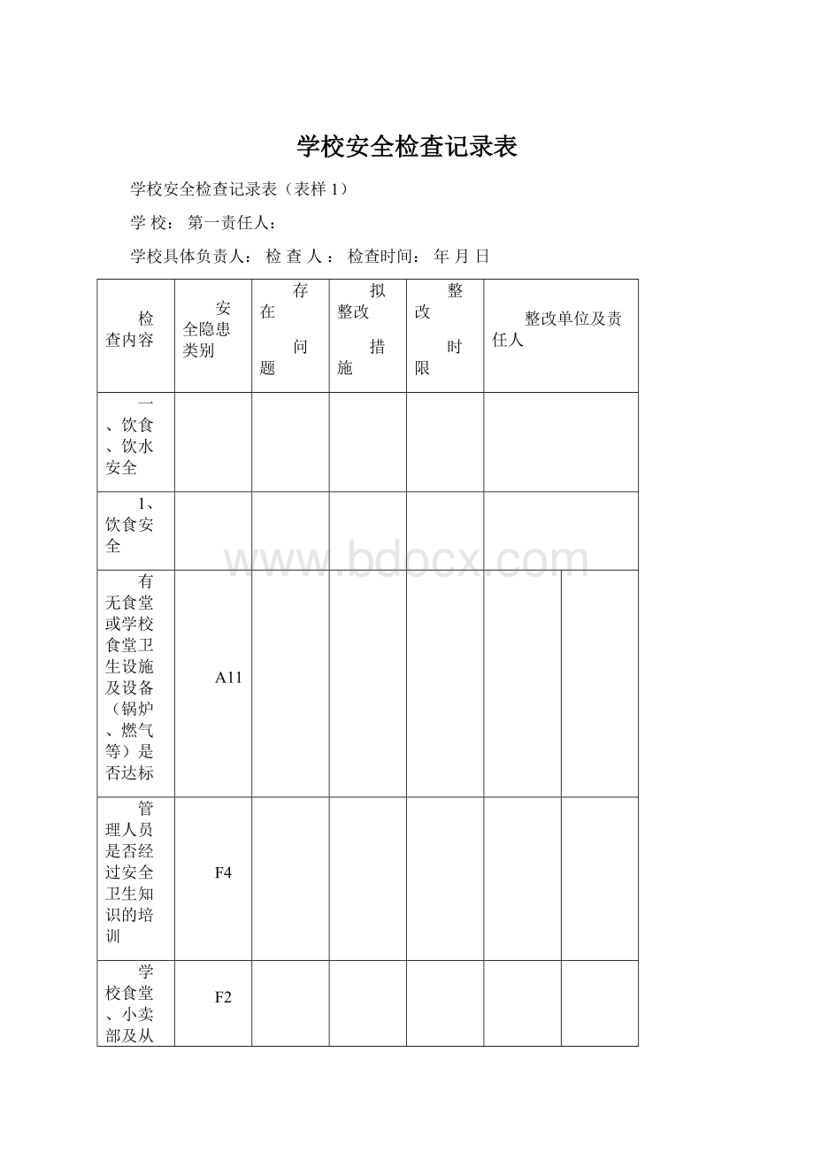 学校安全检查记录表.docx