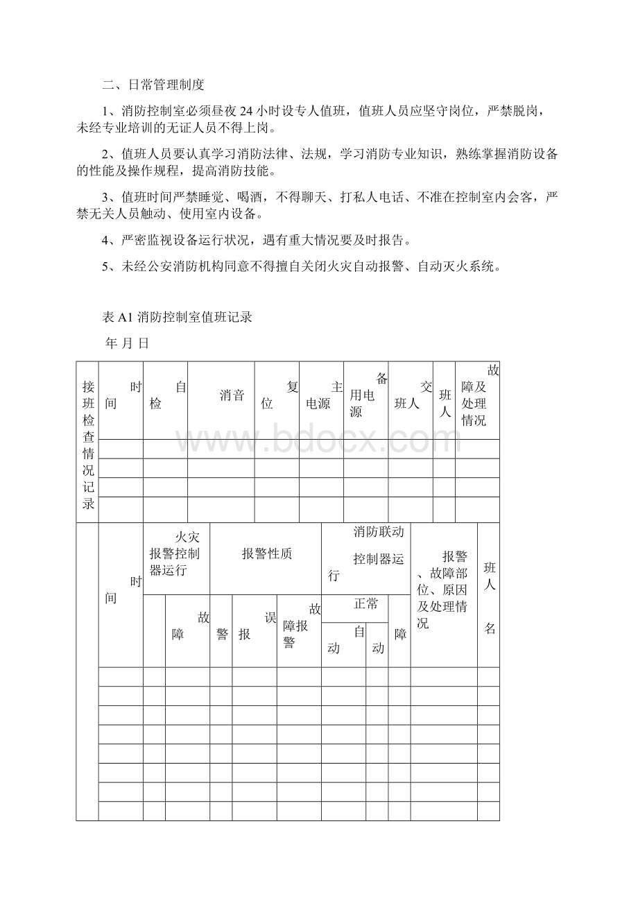 最新消防控制室值班记录制式表格文档格式.docx_第2页