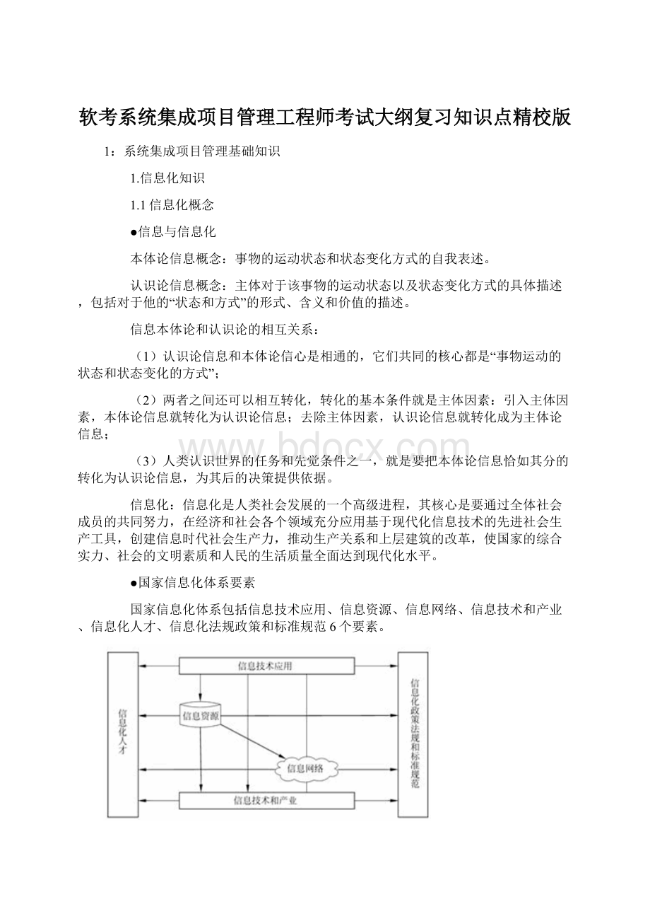 软考系统集成项目管理工程师考试大纲复习知识点精校版Word文件下载.docx