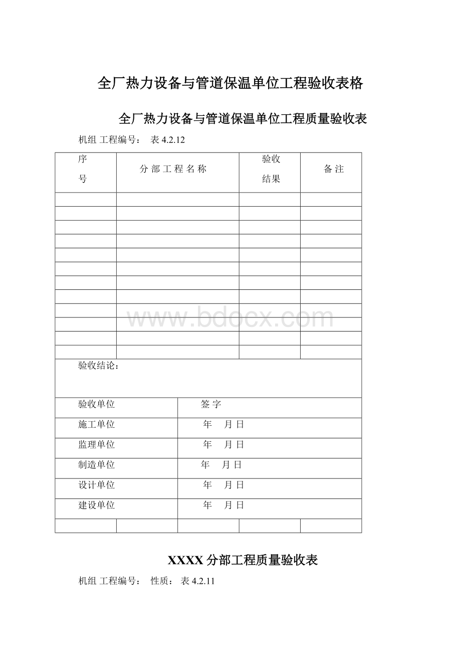 全厂热力设备与管道保温单位工程验收表格Word文档格式.docx