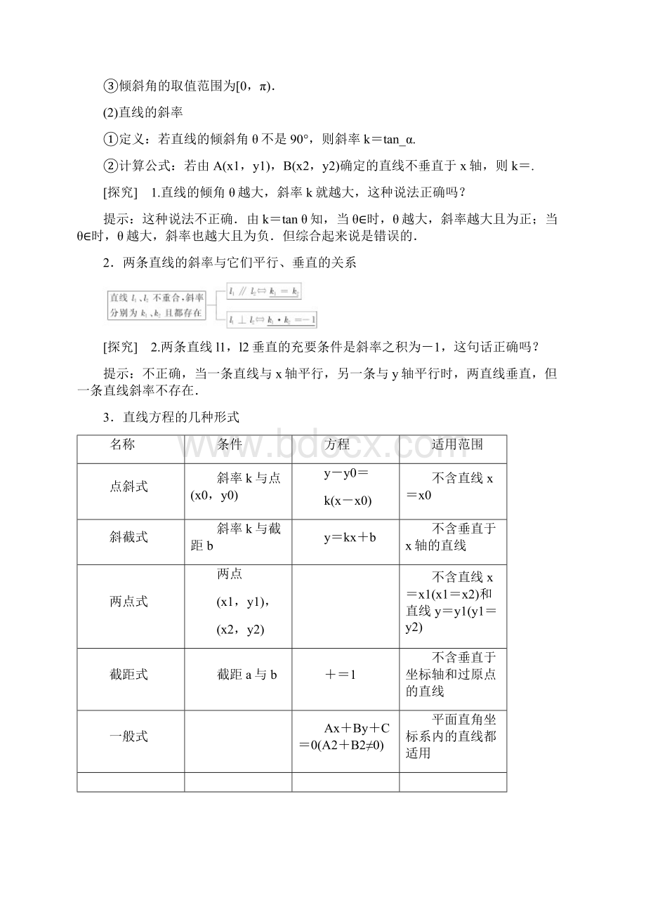 高考数学一轮复习第八章直线的倾斜角与斜率直线的Word文档下载推荐.docx_第2页