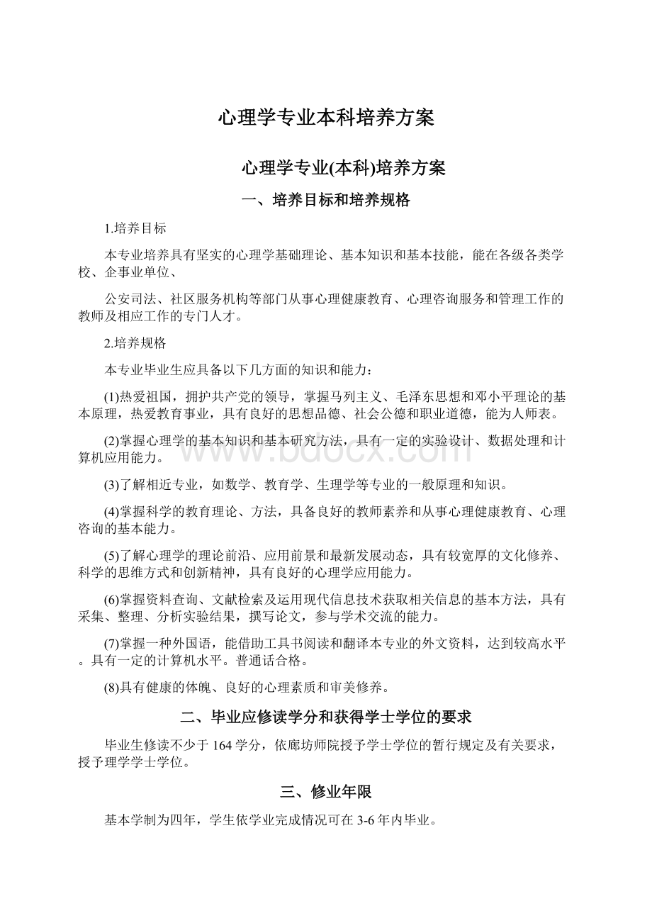 心理学专业本科培养方案.docx