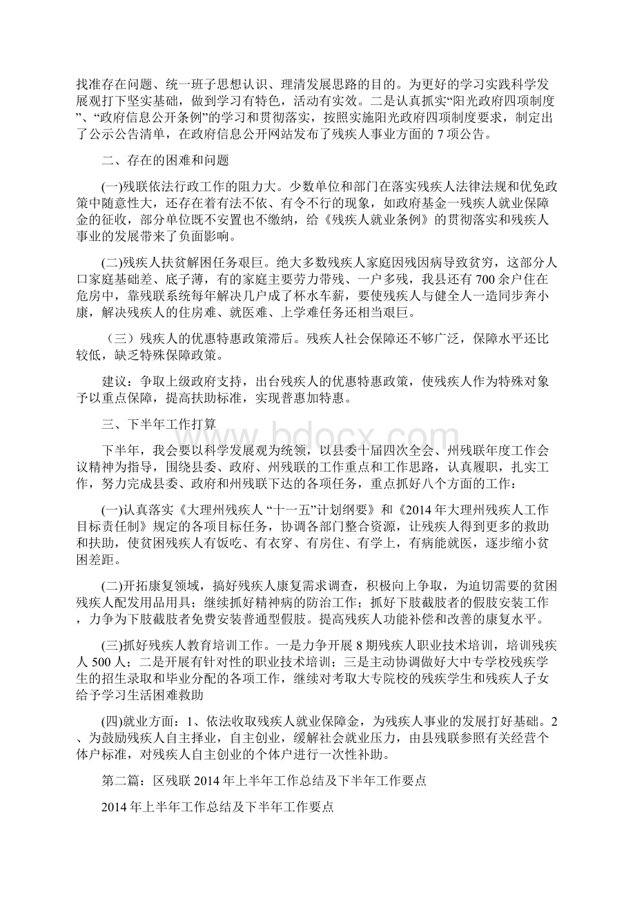 残联上半年工作总结和下半年工作要点Word文件下载.docx_第2页