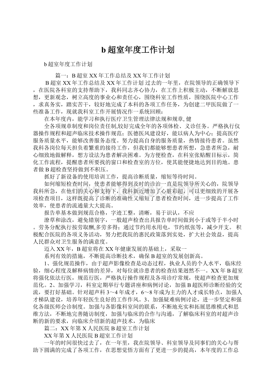 b超室年度工作计划文档格式.docx_第1页