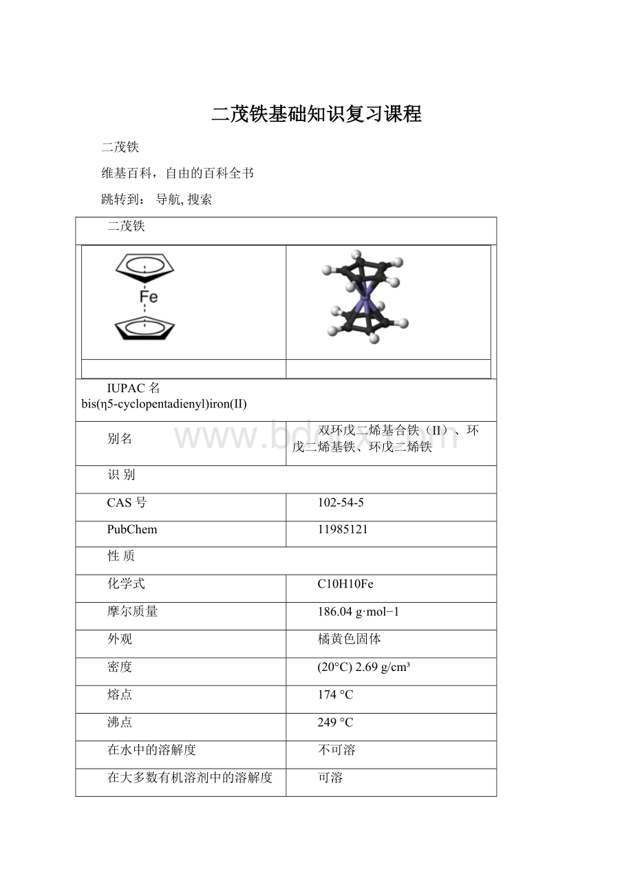 二茂铁基础知识复习课程.docx_第1页