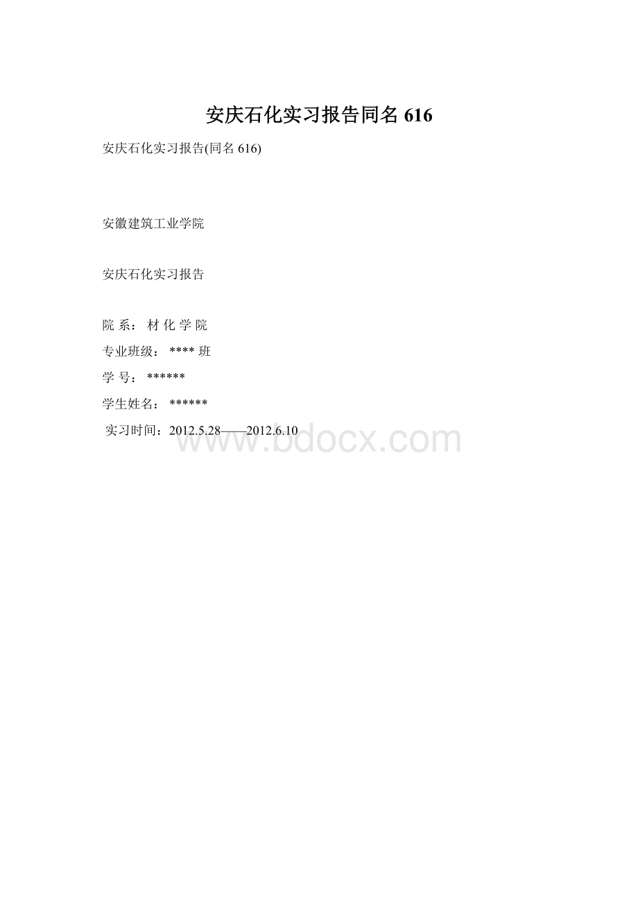 安庆石化实习报告同名616Word格式.docx