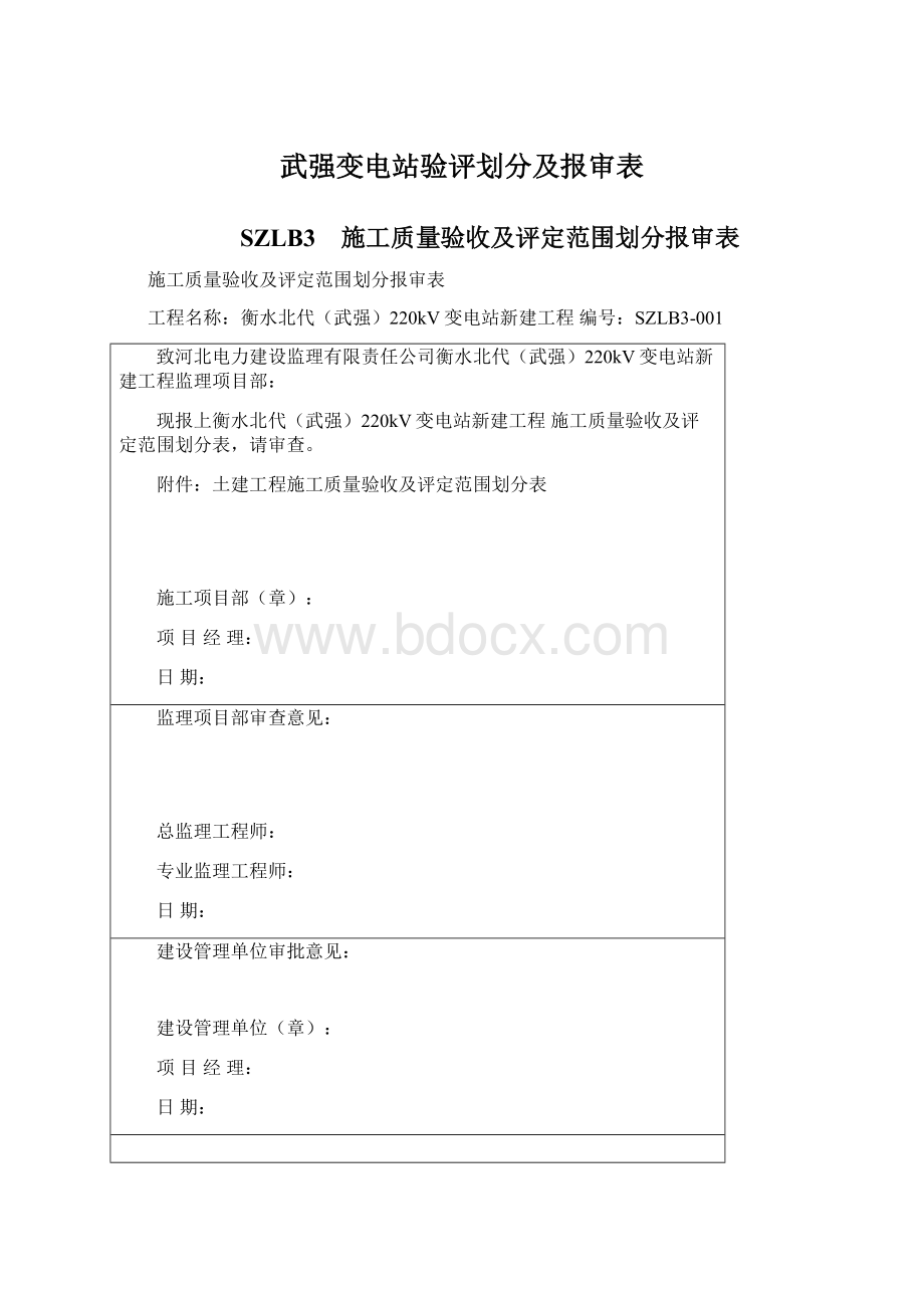 武强变电站验评划分及报审表Word格式.docx_第1页