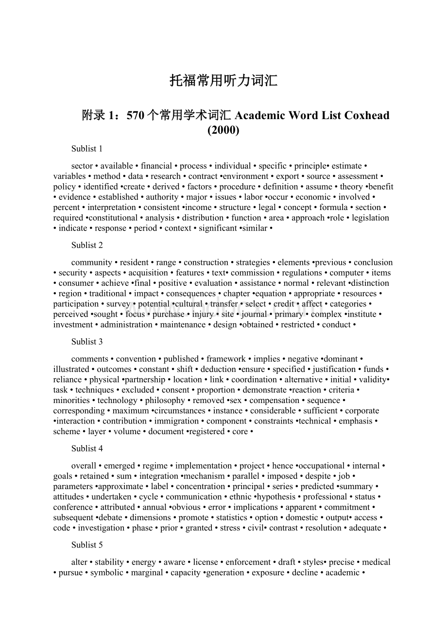 托福常用听力词汇Word文档格式.docx