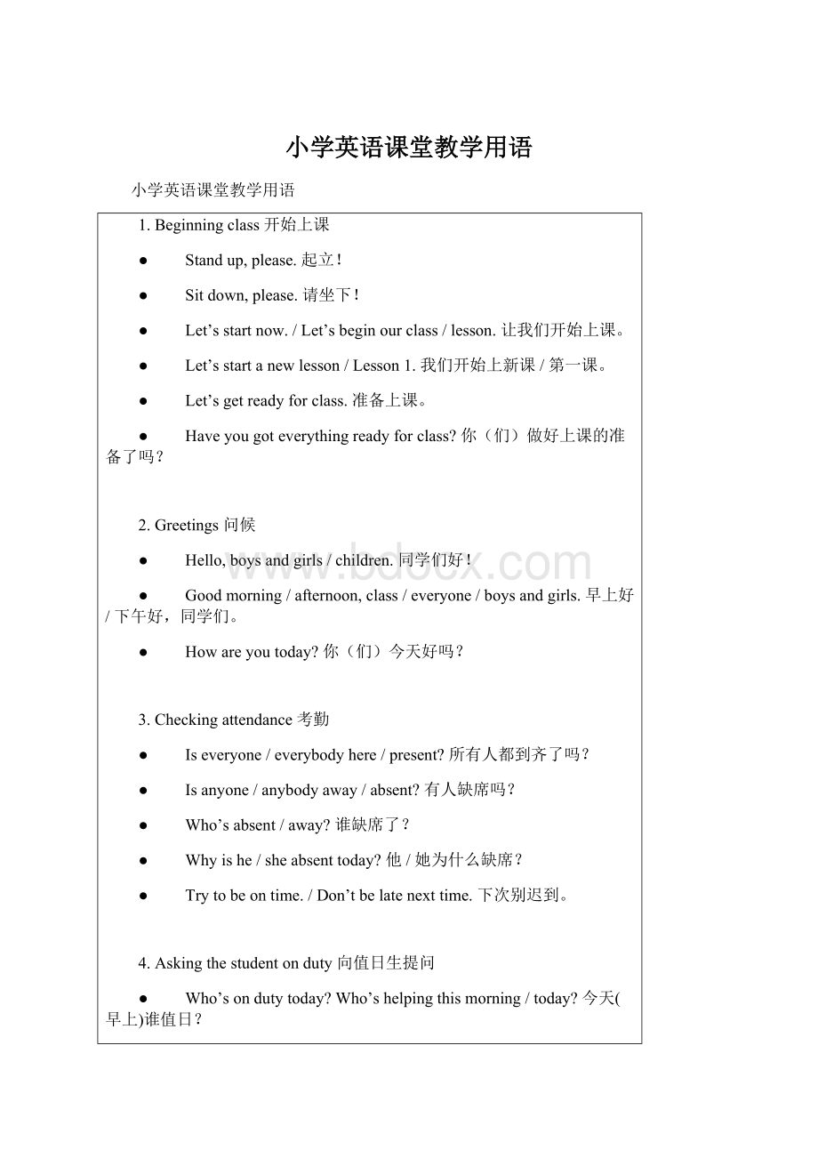 小学英语课堂教学用语Word格式文档下载.docx_第1页