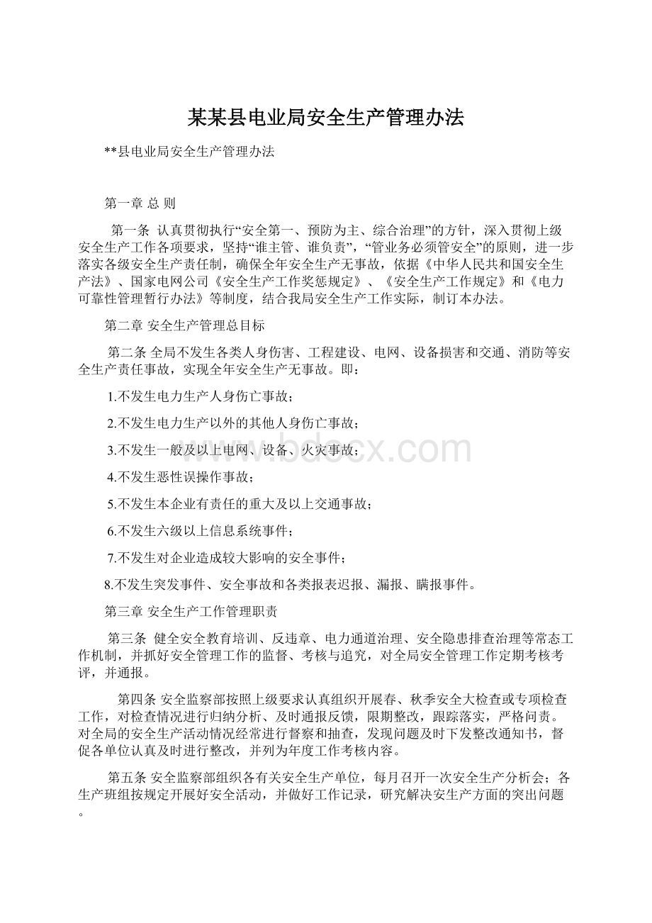 某某县电业局安全生产管理办法文档格式.docx