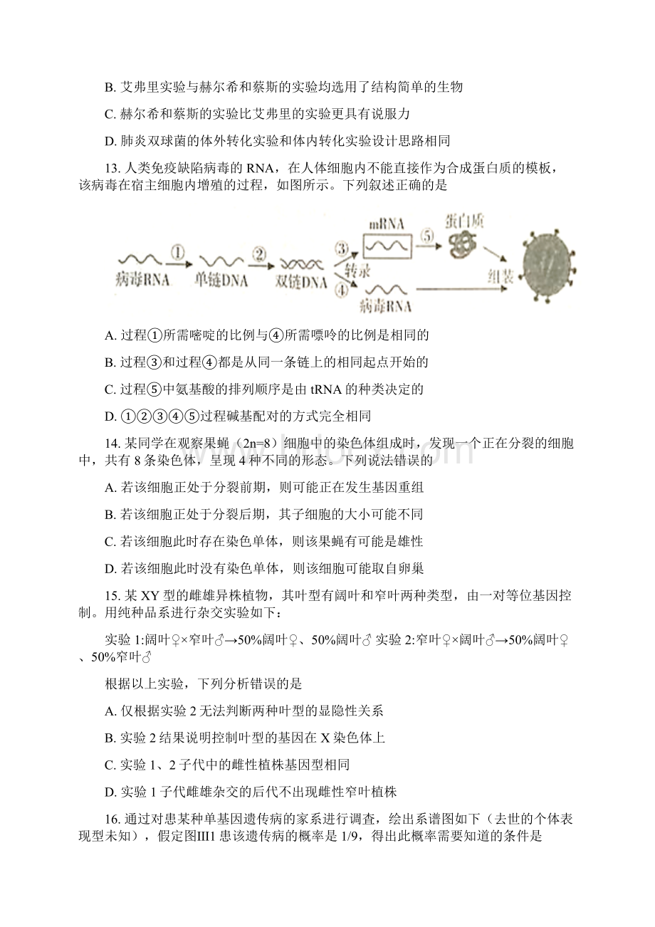 高中生物必修二期末试题精品.docx_第3页