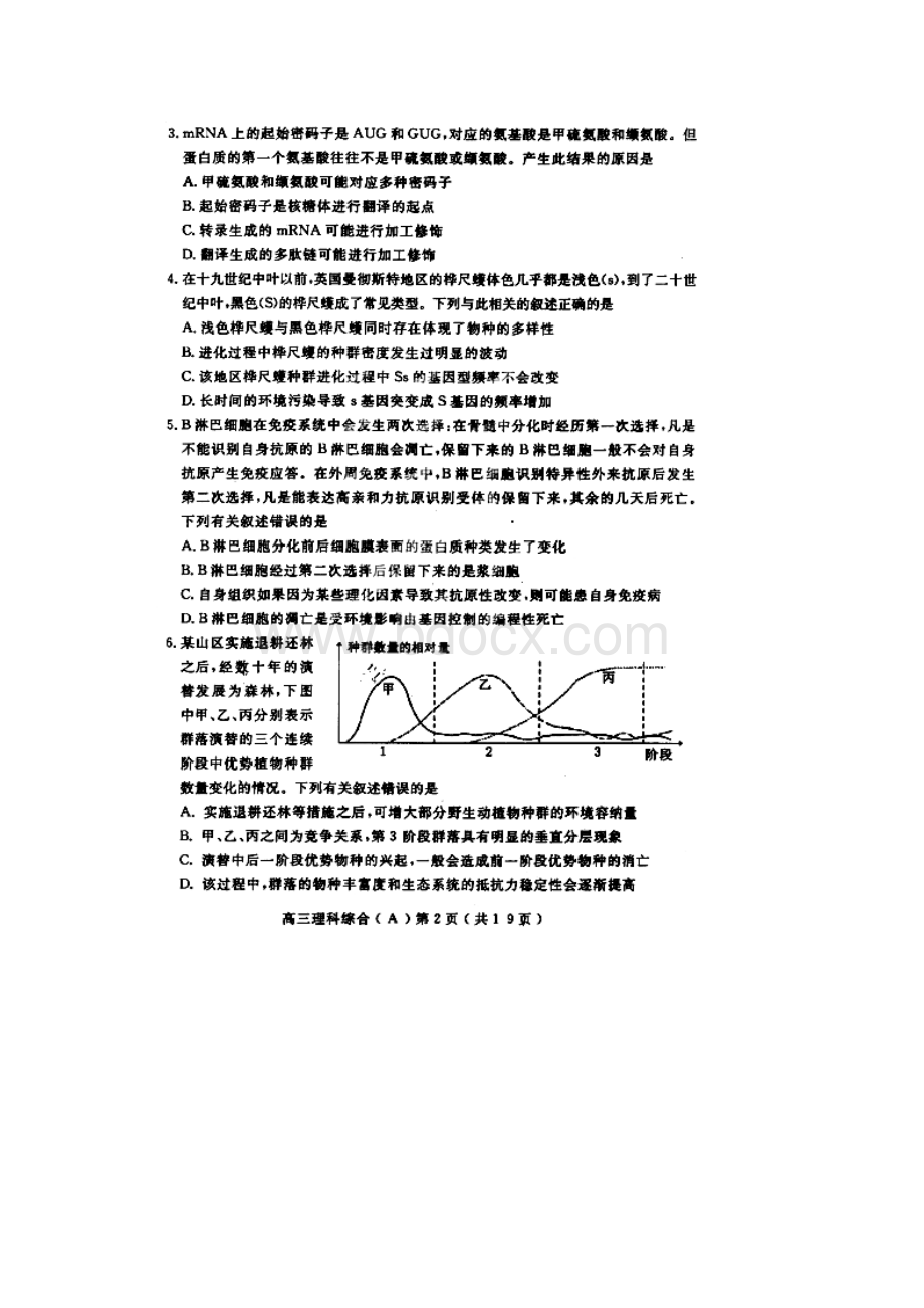 洛阳三模河南省洛阳市届高三第三次统一练习理综试题 扫描版含答案.docx_第2页