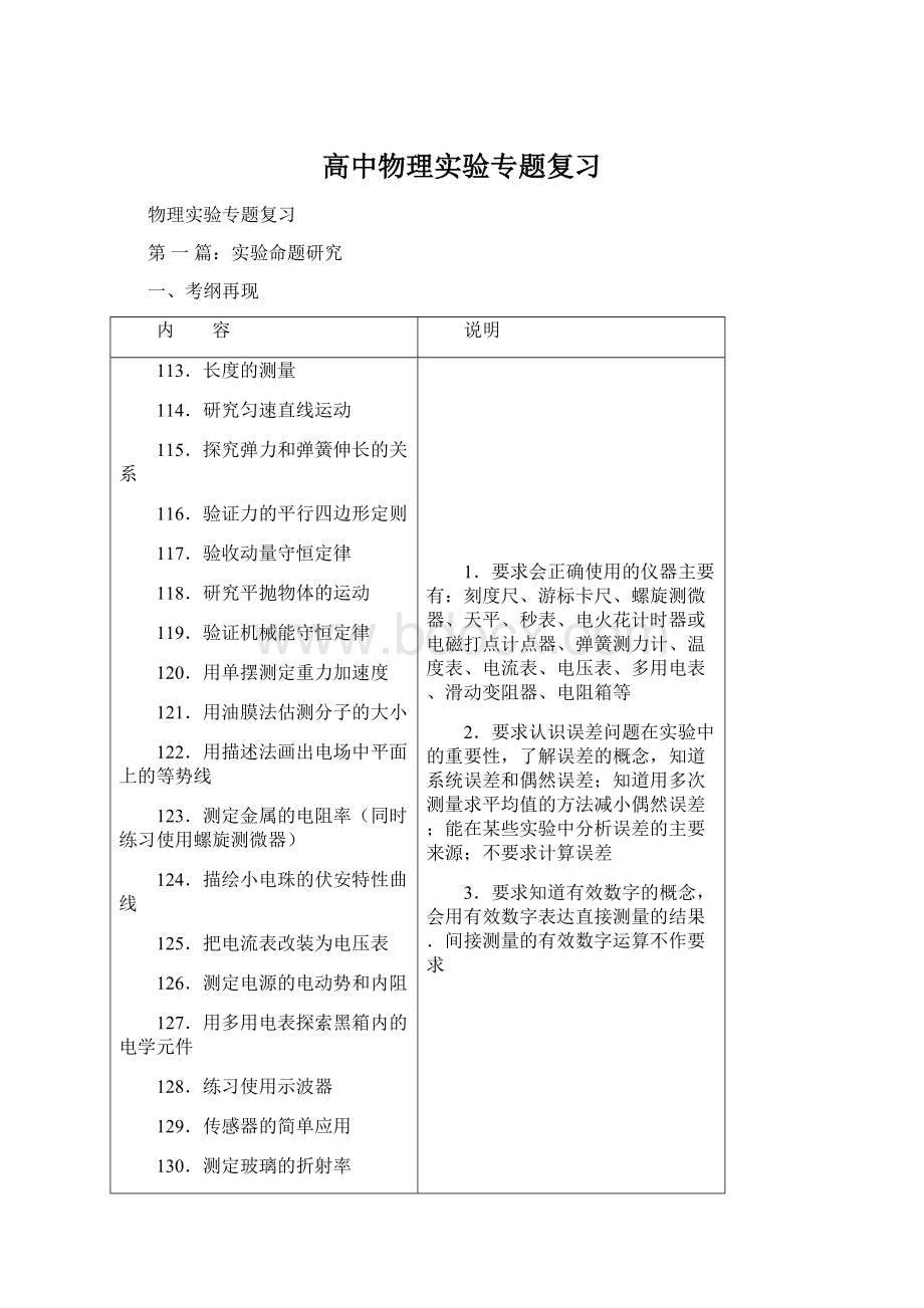 高中物理实验专题复习文档格式.docx_第1页