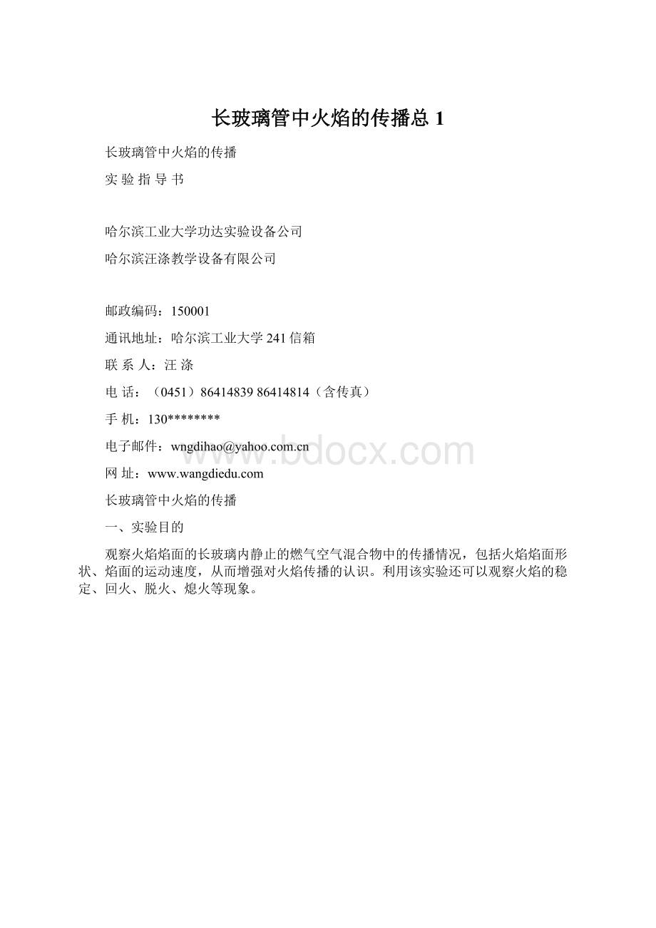 长玻璃管中火焰的传播总 1.docx